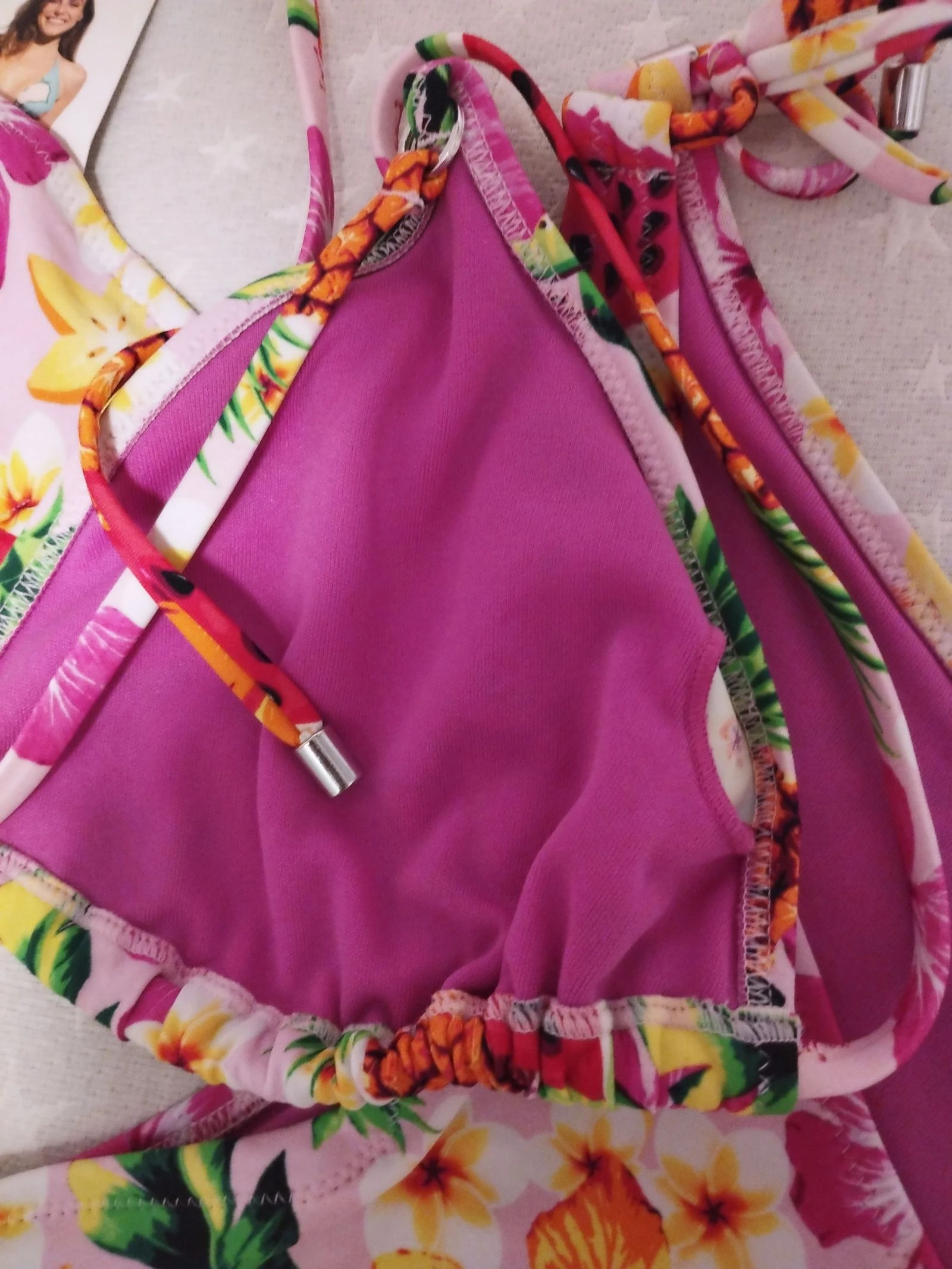 Bikini Tropical triângulo de Frutas e Flores Tamanho M – photo 11